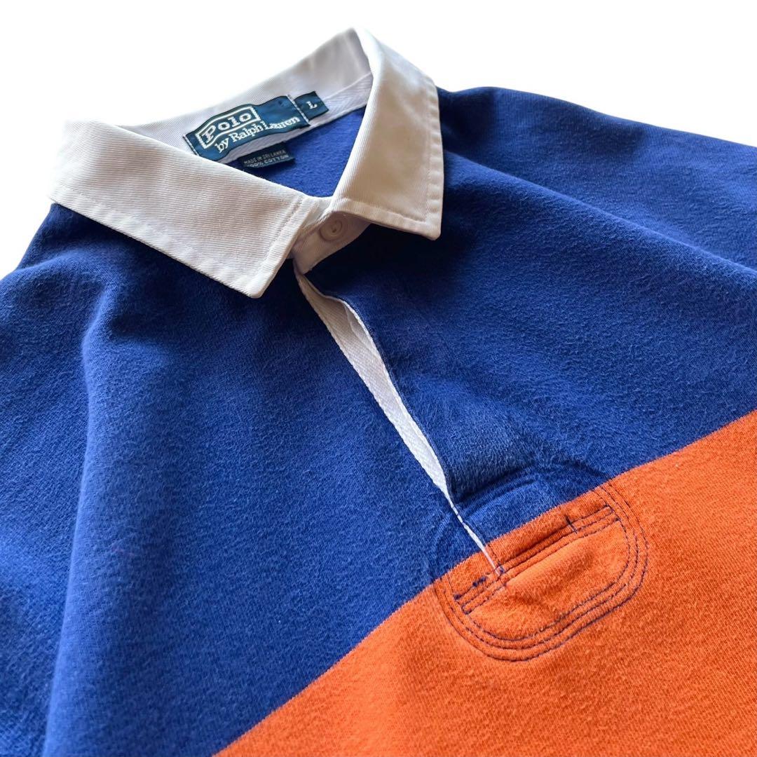 90's Polo Ralph Lauren バイカラー ラガーシャツ/ L
