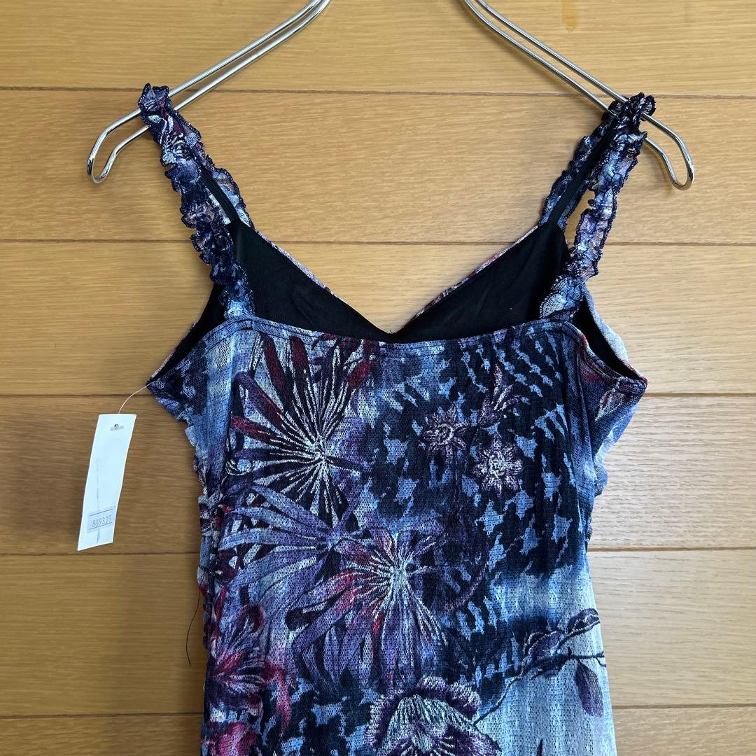【タグ付新品】社交ダンスレッスンウェア ダンス練習着 花柄ラメ ティアードドレス