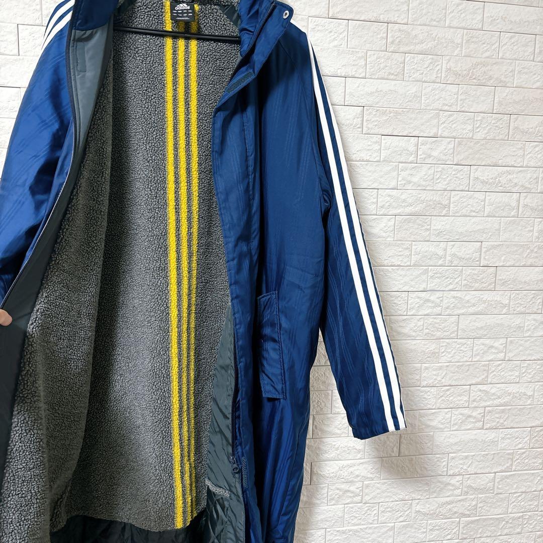 adidas アディダス 裏ボア ベンチコート ロング ネイビー L