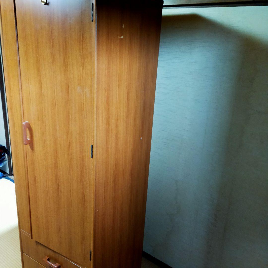 昭和レトロ　洋服ダンス　収納家具　スリム　木目調　ワードロープ　引出し付き