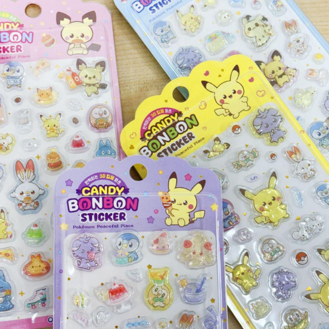 正規品キャンディードロップシール ポケピース3D立体 ぷくぷく 4枚×3セット