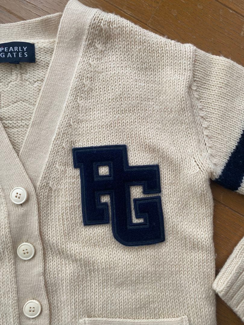 PEARLY GATES PGロゴセーター アイボリーカーディガン