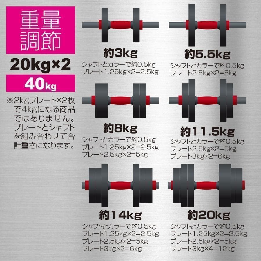 B1380可変式ダンベル 40kg多機能 3バージョン ケトルベル バーベル