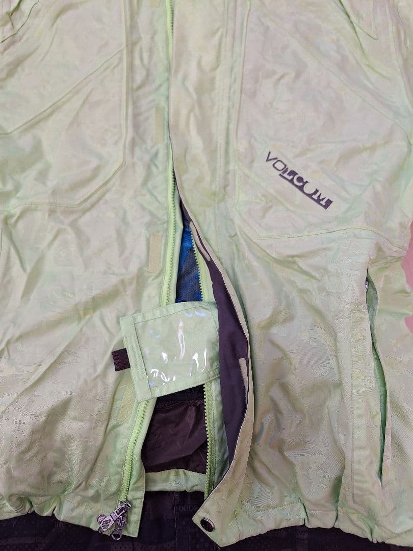 Volcom スノーボードウェアパンツセット 蛍光グリーン【おまけゴールグ付き】