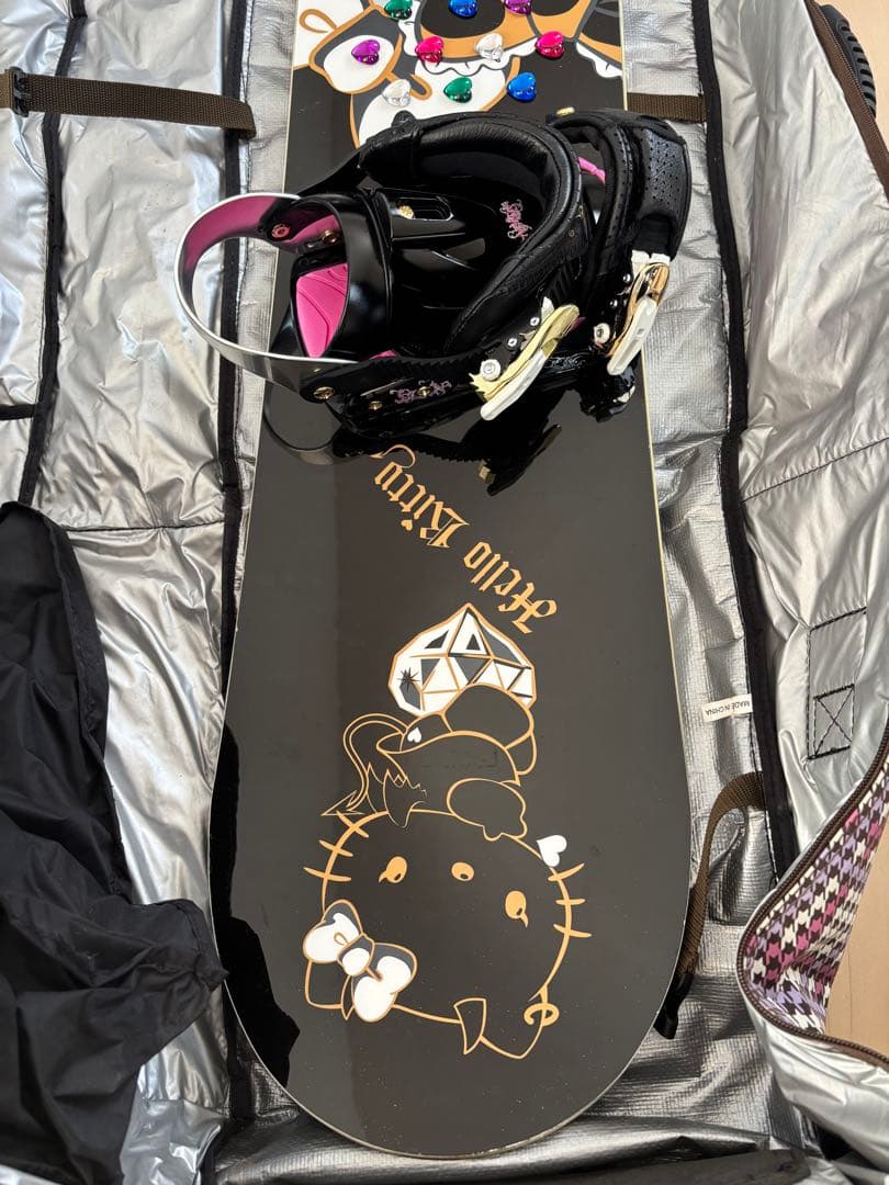 Hello Kitty スノーボード バインディング付き