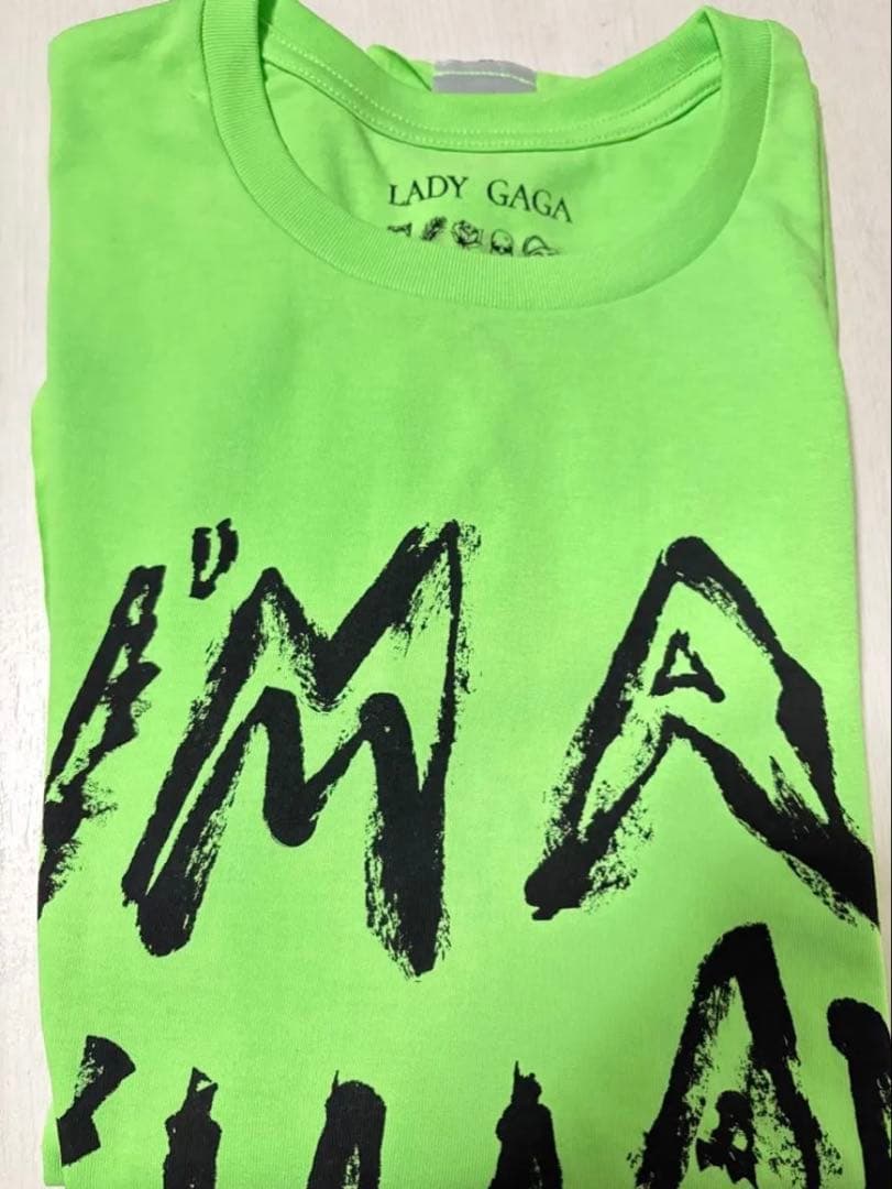 LADY GAGA ネオングリーン Tシャツ L