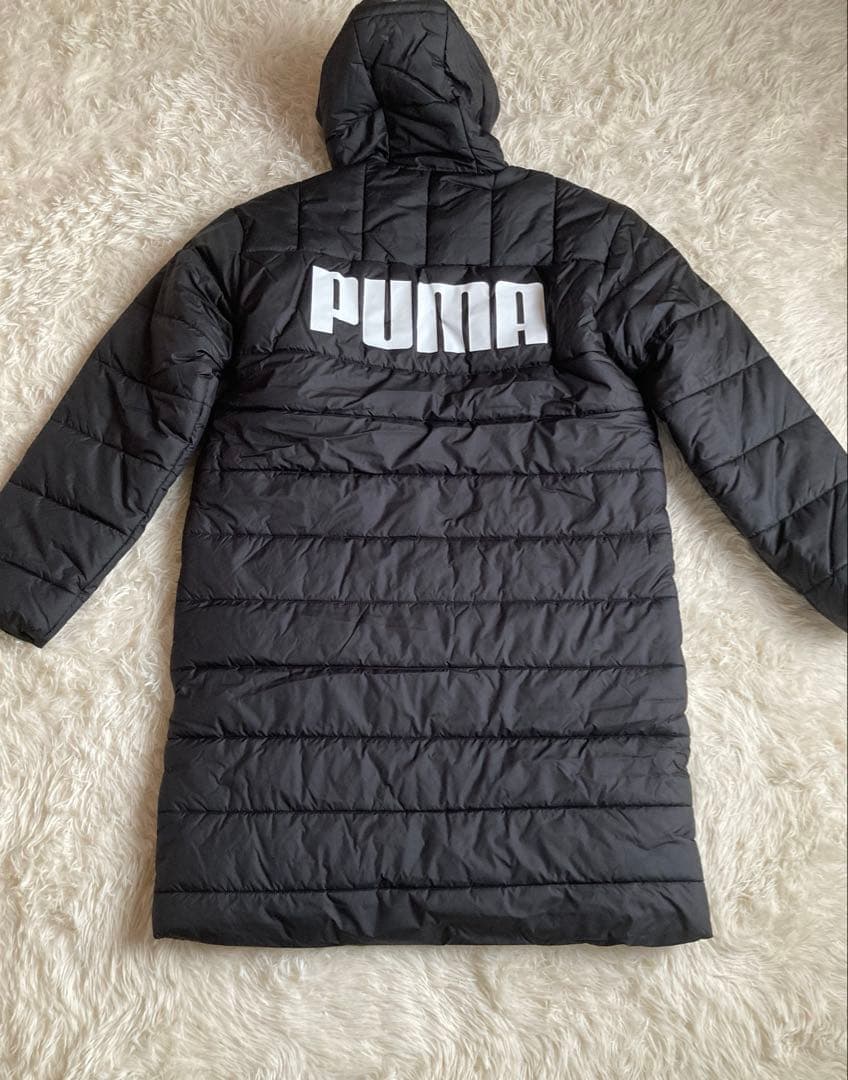 新品タグ付！PUMAプーマベンチコート メンズM 黒 ロング丈 軽量 未使用