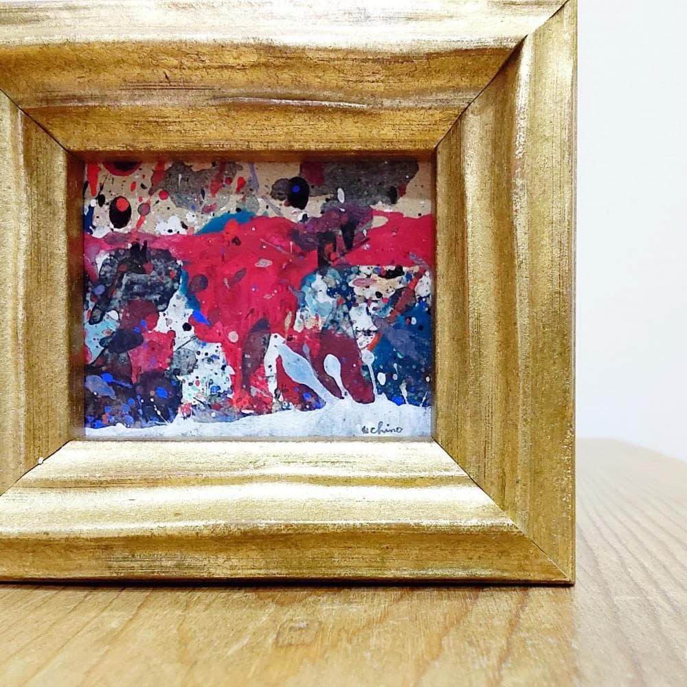 内野隆文　無題　抽象画　抽象絵画　現代美術　アート作品　額縁　ミニ額　小さな絵