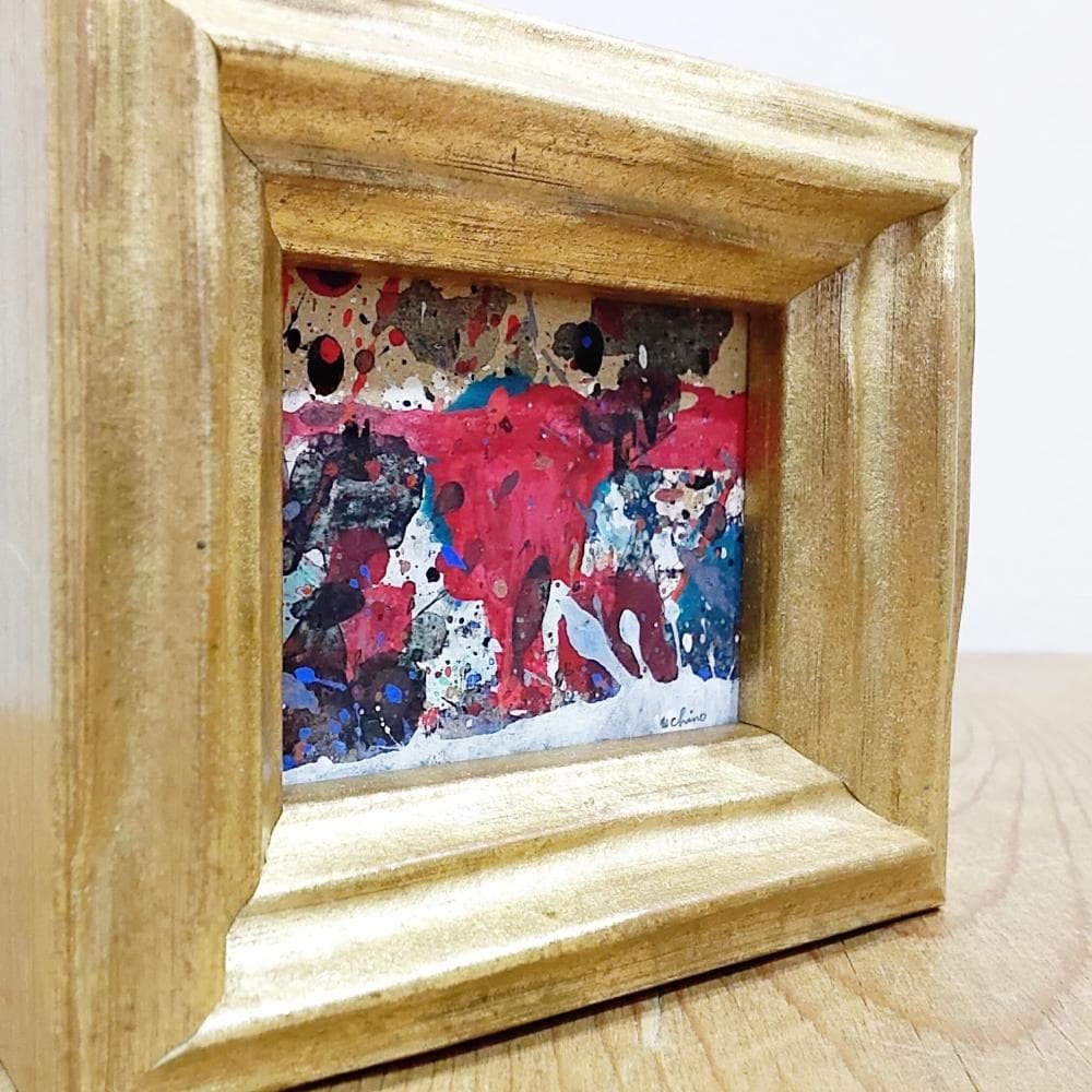 内野隆文　無題　抽象画　抽象絵画　現代美術　アート作品　額縁　ミニ額　小さな絵
