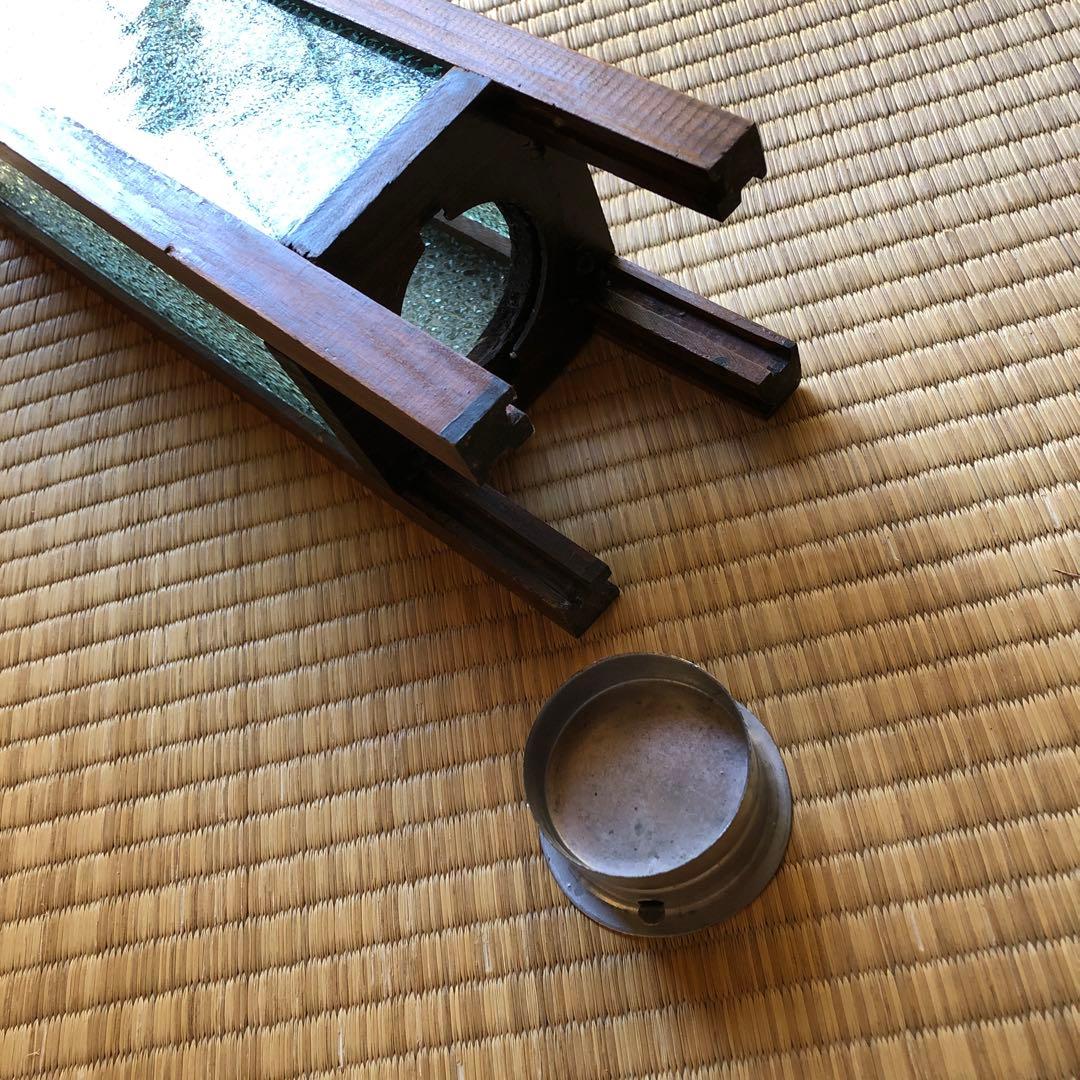 木製テクスチャーガラスフロアスタンド・行灯・あんどん・レトロ・アンティーク・
