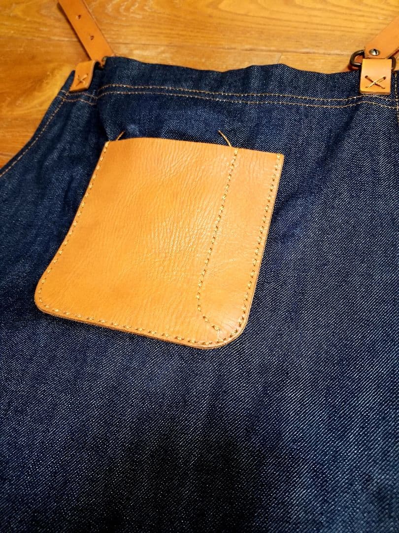 【美品】エプロン 岡山デニム デニム 赤耳 レザー 牛革