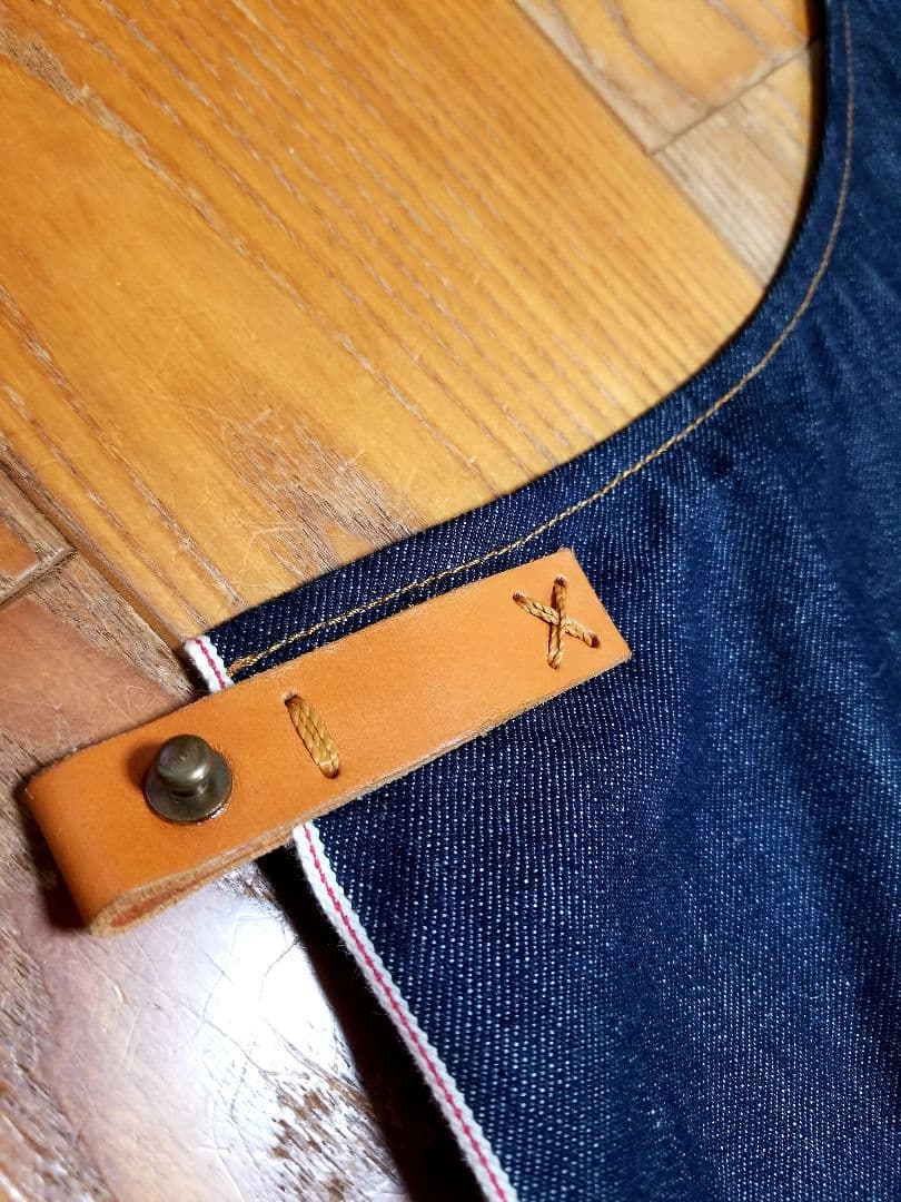 【美品】エプロン 岡山デニム デニム 赤耳 レザー 牛革