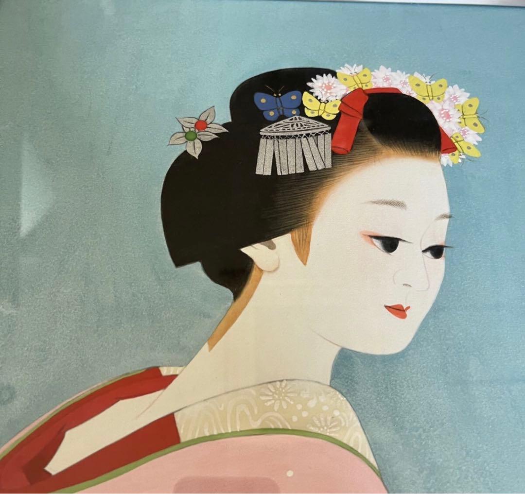 日本画家 里見昌金「舞妓」額装 美人画 D