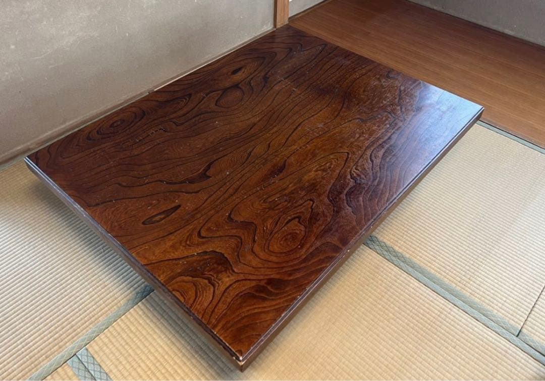 ロー テーブル 座卓 欅 天板 ヴィンテージ 家具 ブラウン Table