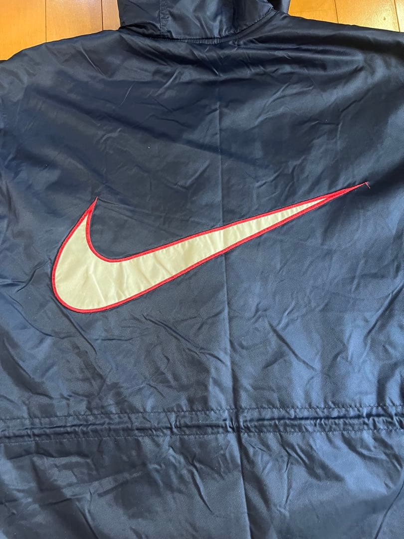 【激レア・極暖】90s NIKE ナイキ ベンチコート ボア 裏地 刺繍　紺