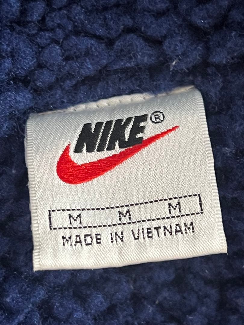 【激レア・極暖】90s NIKE ナイキ ベンチコート ボア 裏地 刺繍　紺