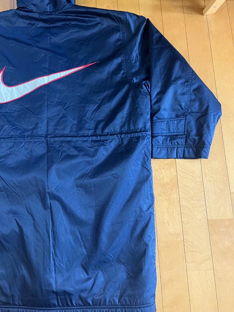 【激レア・極暖】90s NIKE ナイキ ベンチコート ボア 裏地 刺繍　紺