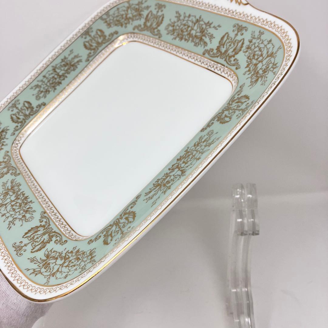 美品　大型　ウェッジウッド　コロンビア　セージグリーン　スクエア　プレート