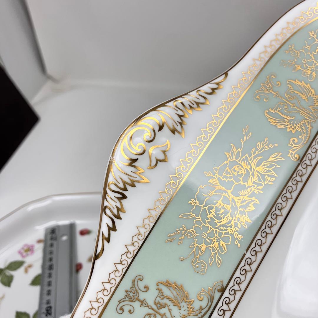 美品　大型　ウェッジウッド　コロンビア　セージグリーン　スクエア　プレート