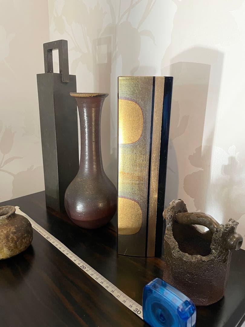 備前焼　鉄製　花瓶・花器6点セット
