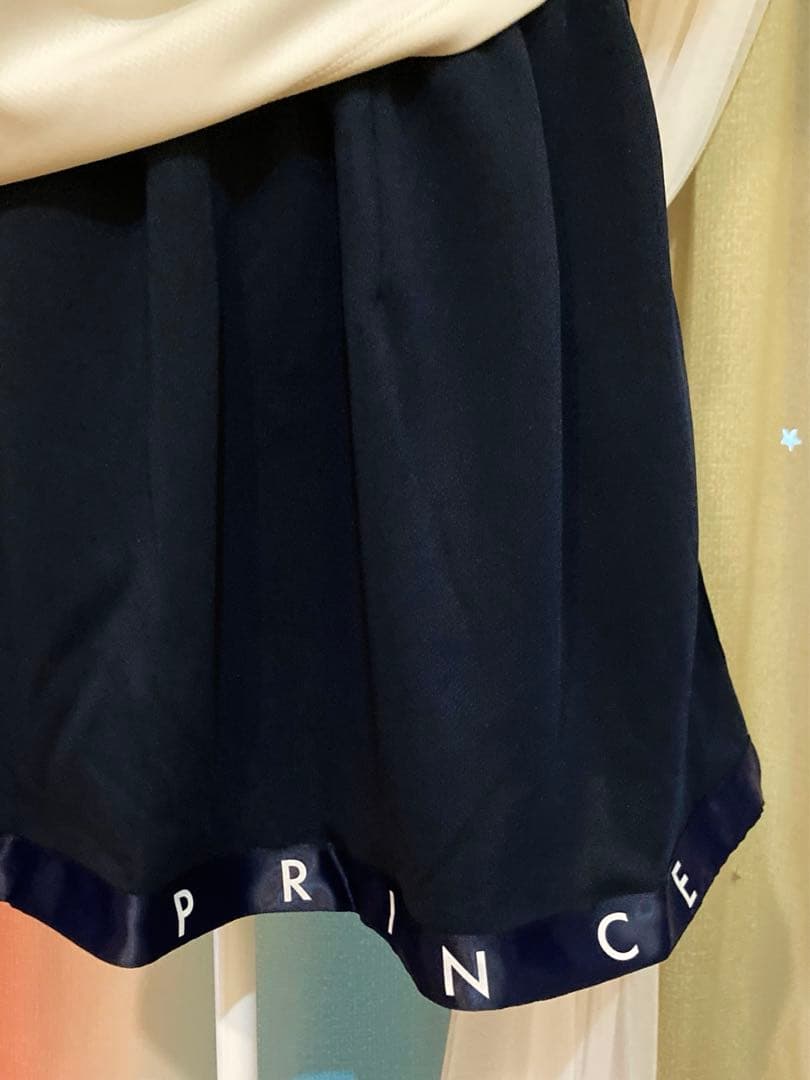 No.844 Prince ロゴプリント裾のフレアスコート☆NAVY☆新品☆