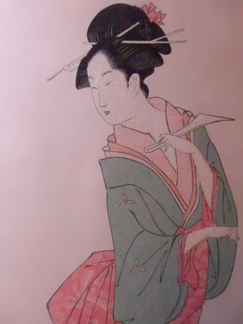 木版画 女性の姿 伝統的な和服