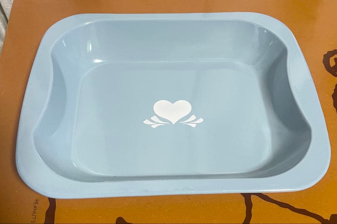 値下げしました⭐︎ホーロー　水色ハートトレイ2点セット