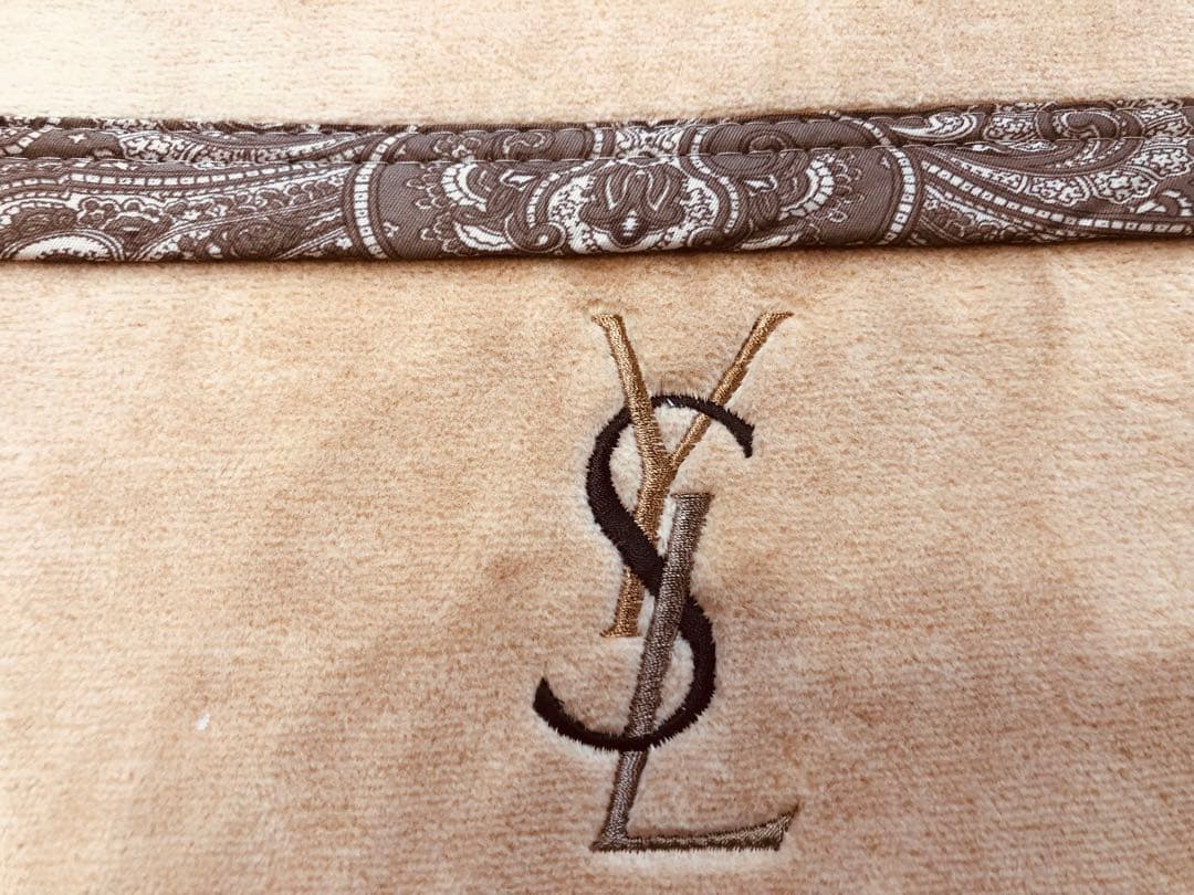 YSL イヴサンローラン パフケット 最高級綿毛布 寝具 泰道 訳あり未使用