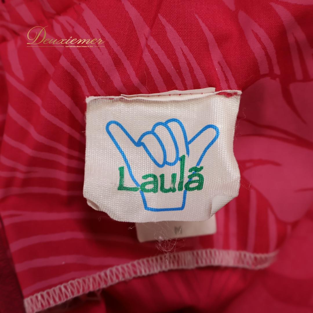 【ハワイ製 フラダンス衣装】ピンク Laula ワンピース ドレス モンステラ柄