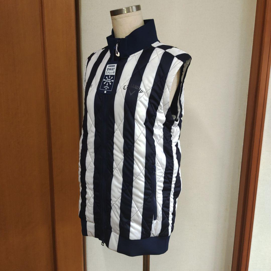 キャロウェイゴルフ　中綿ダウン　ベスト　ストライプ　白　紺　新品