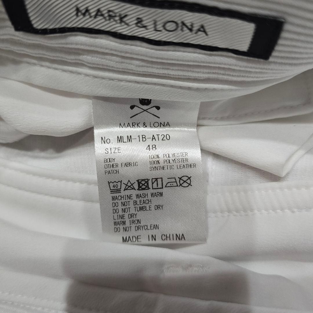 MARK&LONA ゴルフパンツ ホワイト スカルロゴ型押し ストレッチ 48