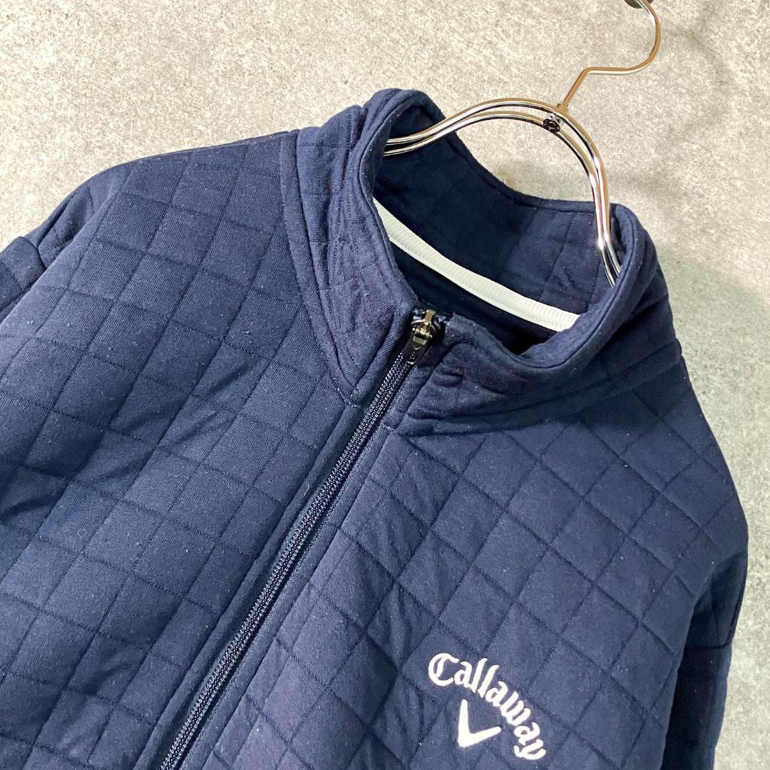 Callaway　ゴルフウェア　キルティング　ジャケット　ネイビー　ロゴ　刺繡