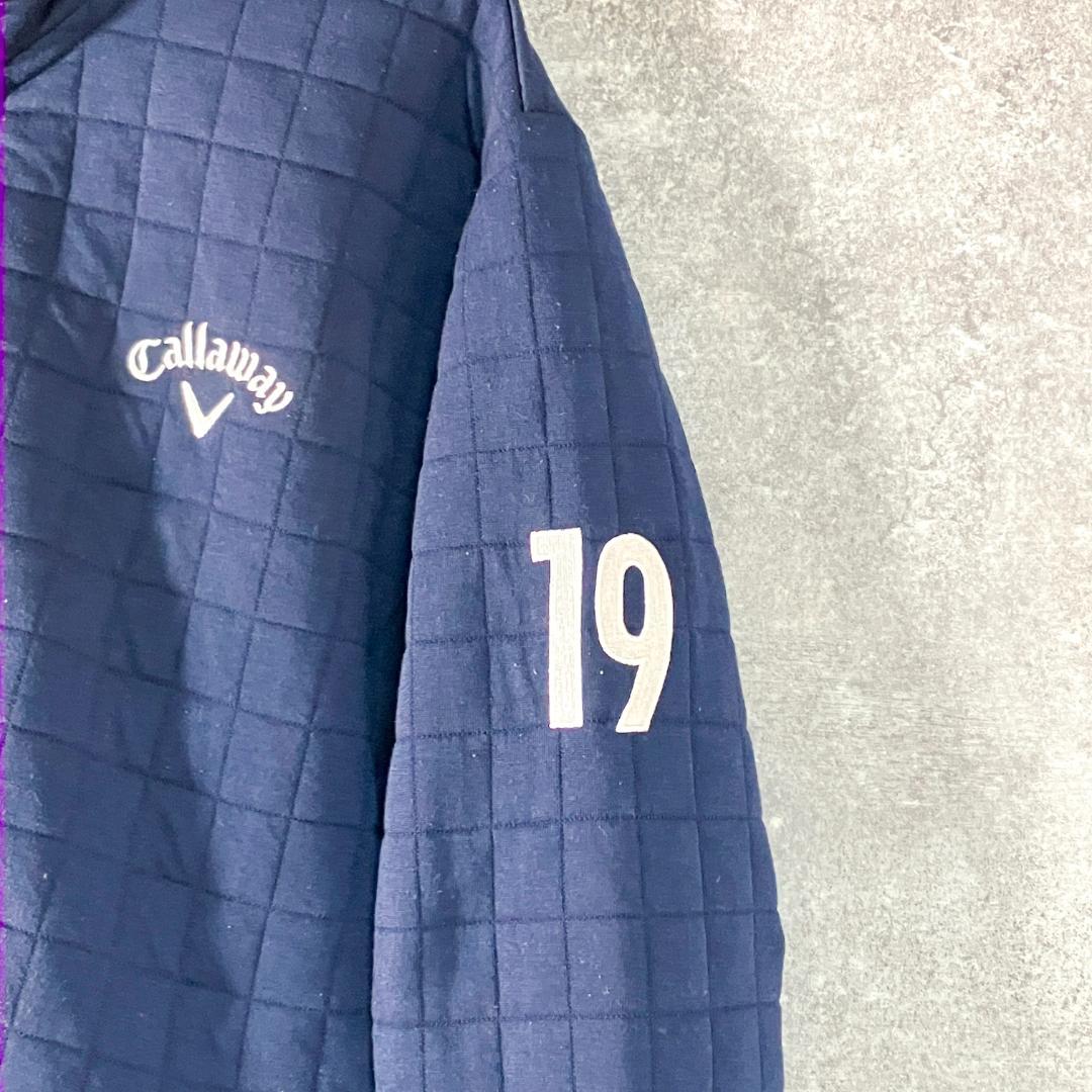 Callaway　ゴルフウェア　キルティング　ジャケット　ネイビー　ロゴ　刺繡