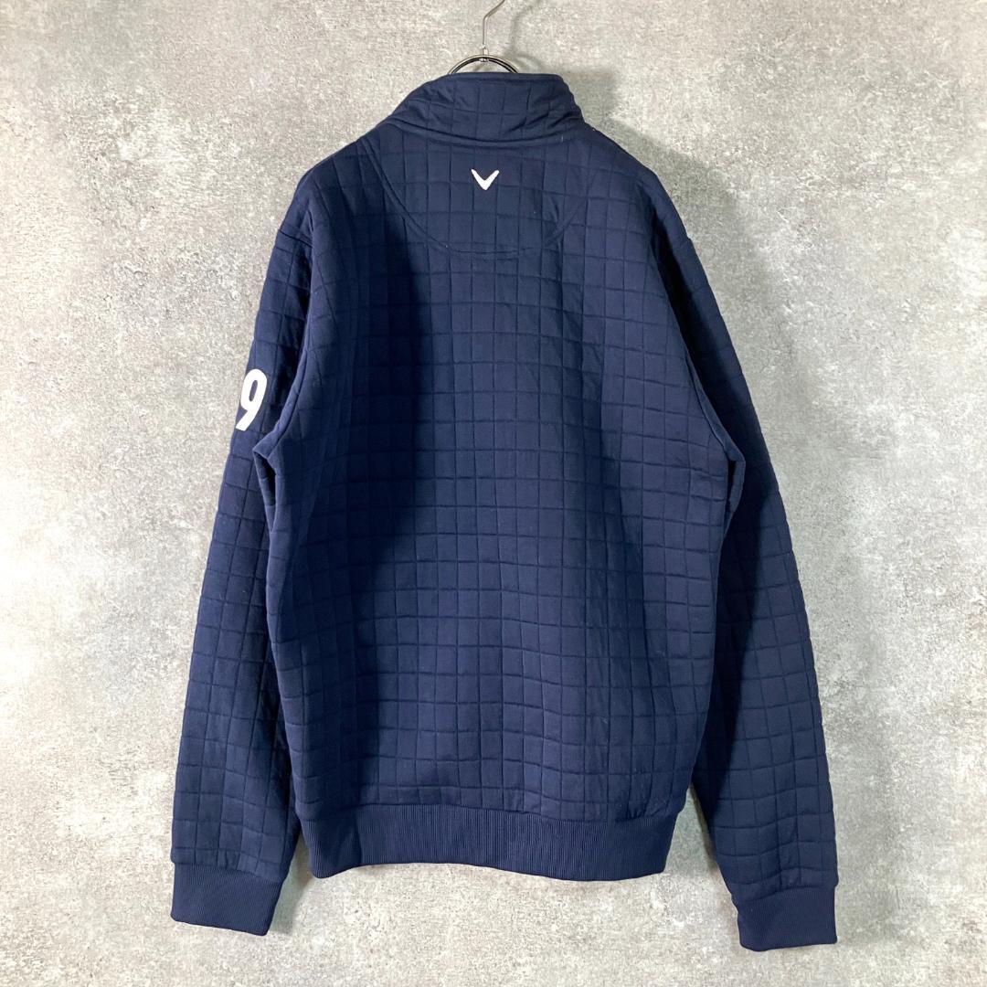 Callaway　ゴルフウェア　キルティング　ジャケット　ネイビー　ロゴ　刺繡