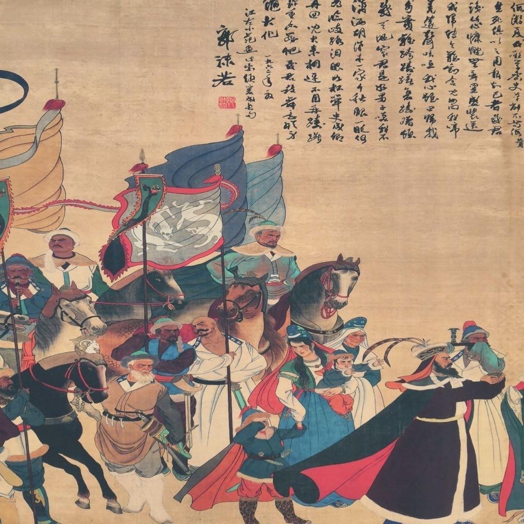 文姫帰漢図 長巻掛軸 70×340cm 中国歴史人物画
