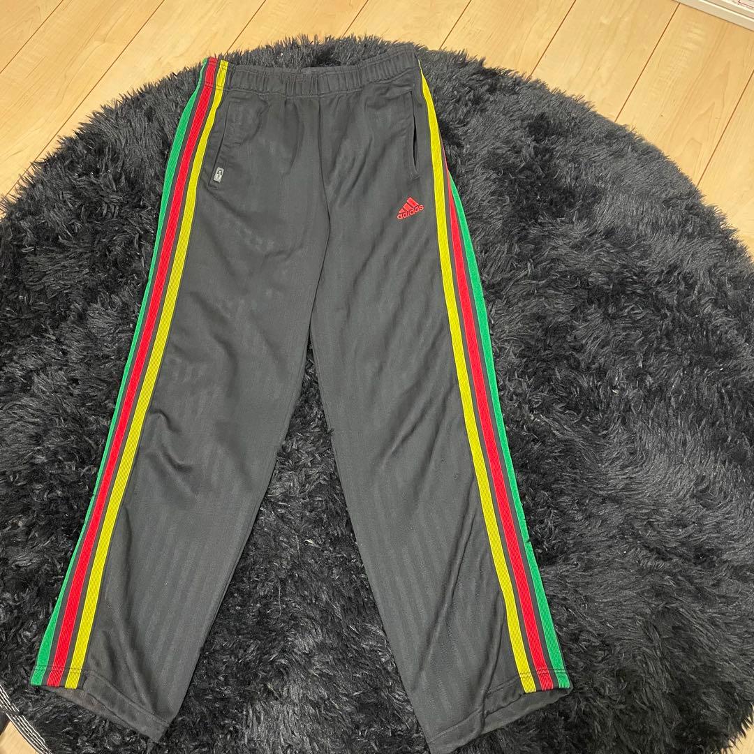 adidas ラスタカラージャージ上下セット ブラック　レゲエ