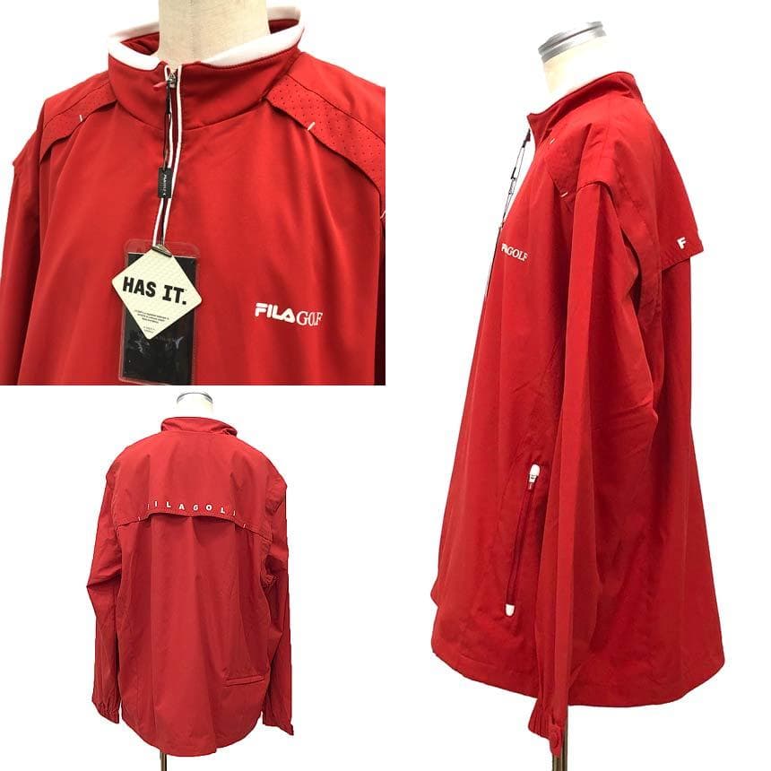 FILA GOLF ハーフジップ プルオーバー L レッド aq12015
