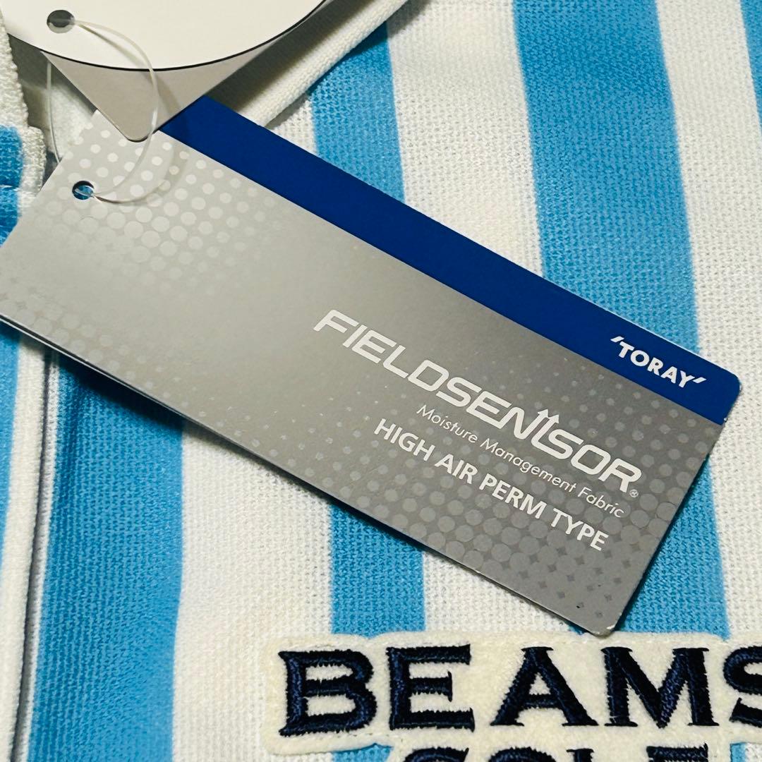 未使用　タグ付き　BEAMS GOLF ゴルフウェア　ストライプ　刺繍ロゴ　M