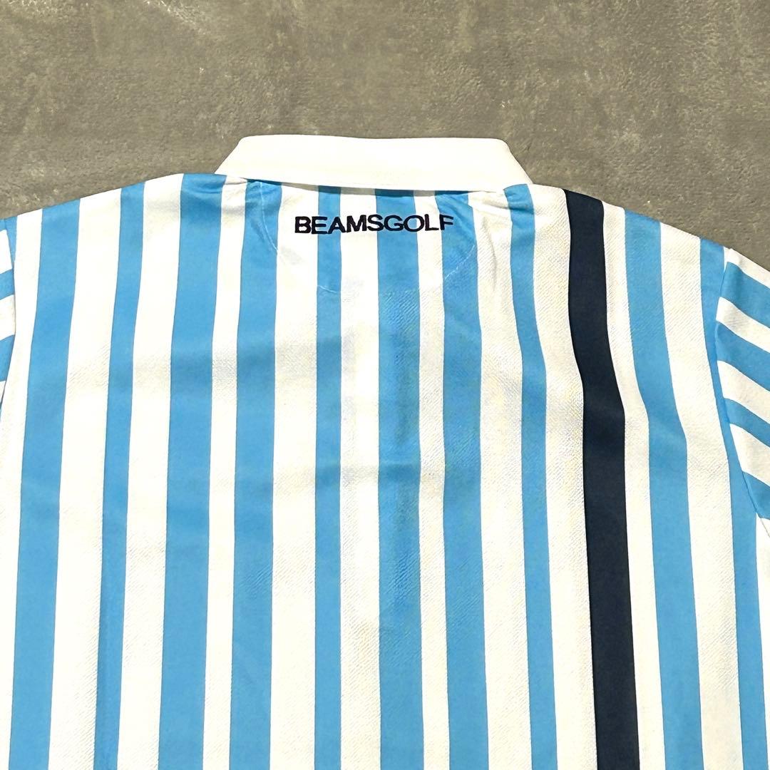 未使用　タグ付き　BEAMS GOLF ゴルフウェア　ストライプ　刺繍ロゴ　M