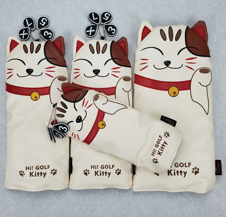 決算セール◆新品招き猫ゴルフクラブ保護カバー4