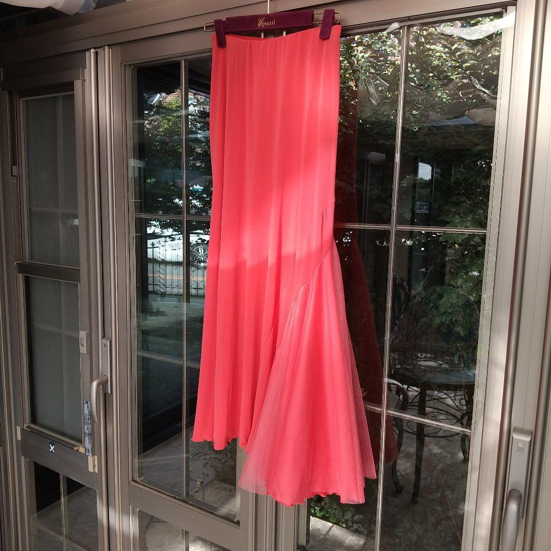 社交ダンスChacottフレアスカートサーモン ピンク M美品