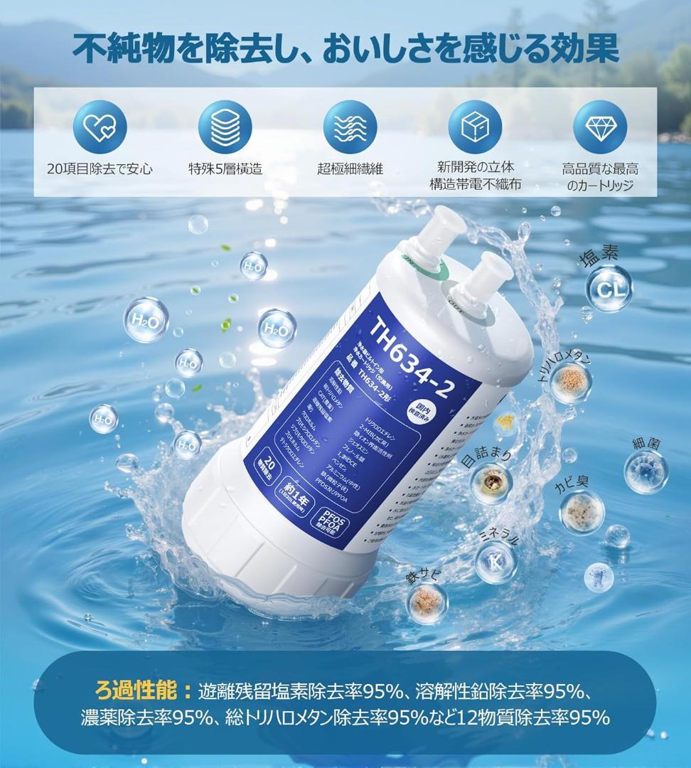 浄水カートリッジ TH634-2V1 アンダーシンク交換用 　互換