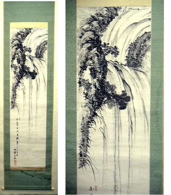 ♥掛軸【 白簾の滝　栖碧 】 掛け軸　共箱付き　骨董品