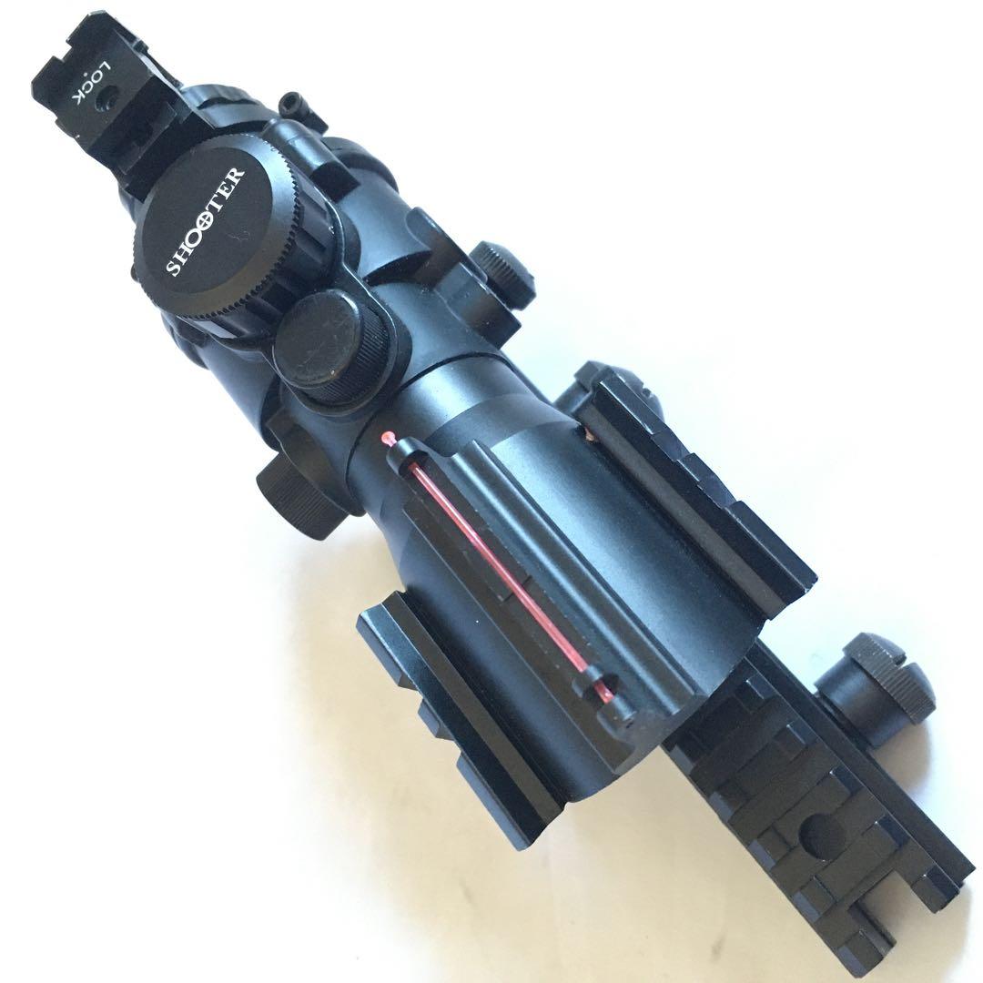 4倍固定倍率 イルミネーション ACOG ライフルスコープ ハイマウント セット