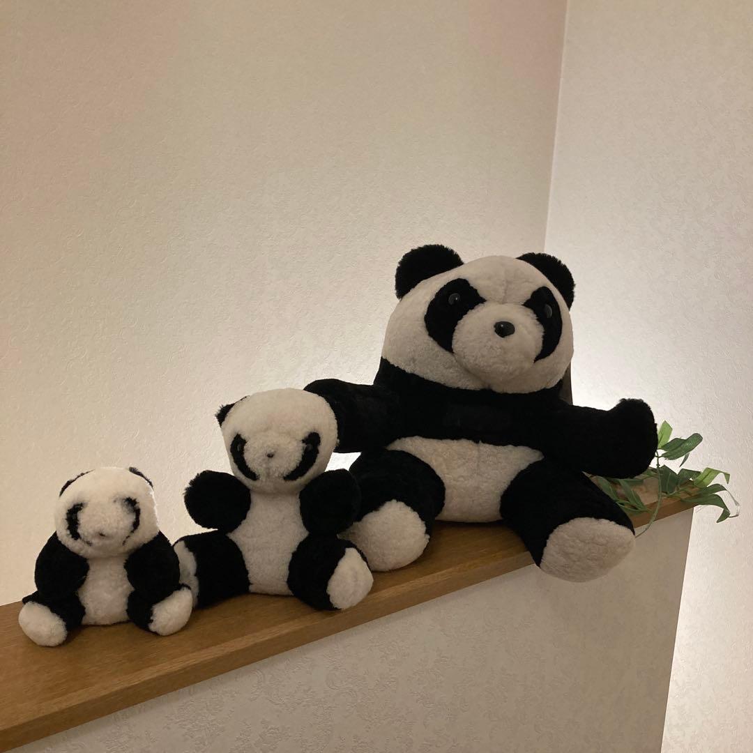 ★稀少《羊革・ベビーラム》パンダ親子セット上質毛皮素材　一点物　レア品