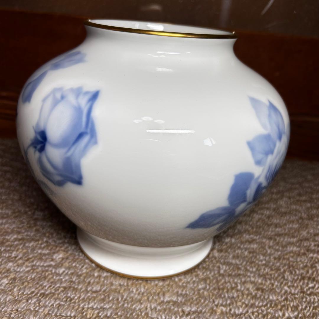 【未使用】大倉陶園 花瓶 ブルーローズ 20cmフラワーベース