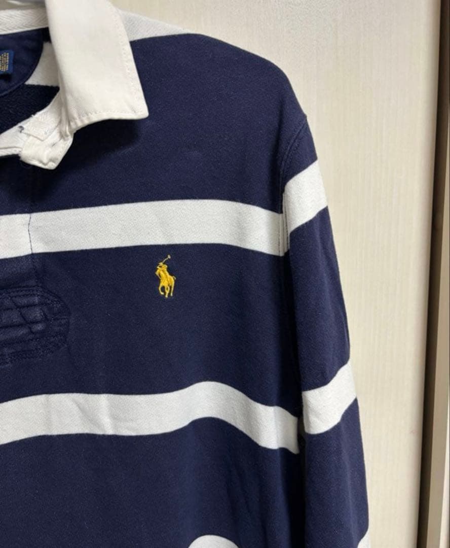 【常田大希着用】90s ラルフローレン ボーダー 青白 ラガーシャツ 長袖 M