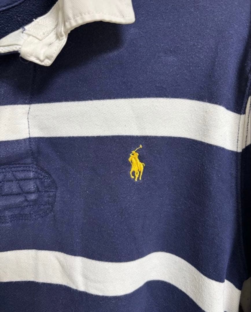 【常田大希着用】90s ラルフローレン ボーダー 青白 ラガーシャツ 長袖 M