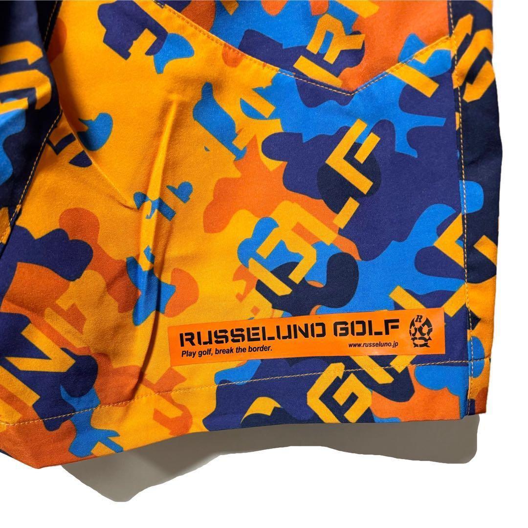 新品 ラッセルノ ゴルフ メッシュ ポケット ショーツ オレンジ カモ 2XL
