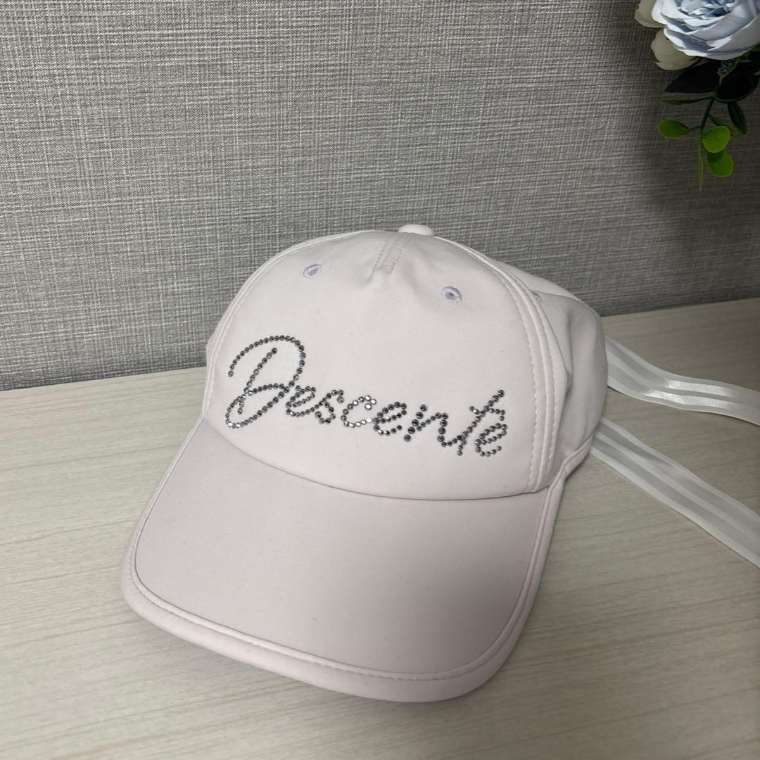 Descente LUXE ピンク ビジュー リボン付きキャップ